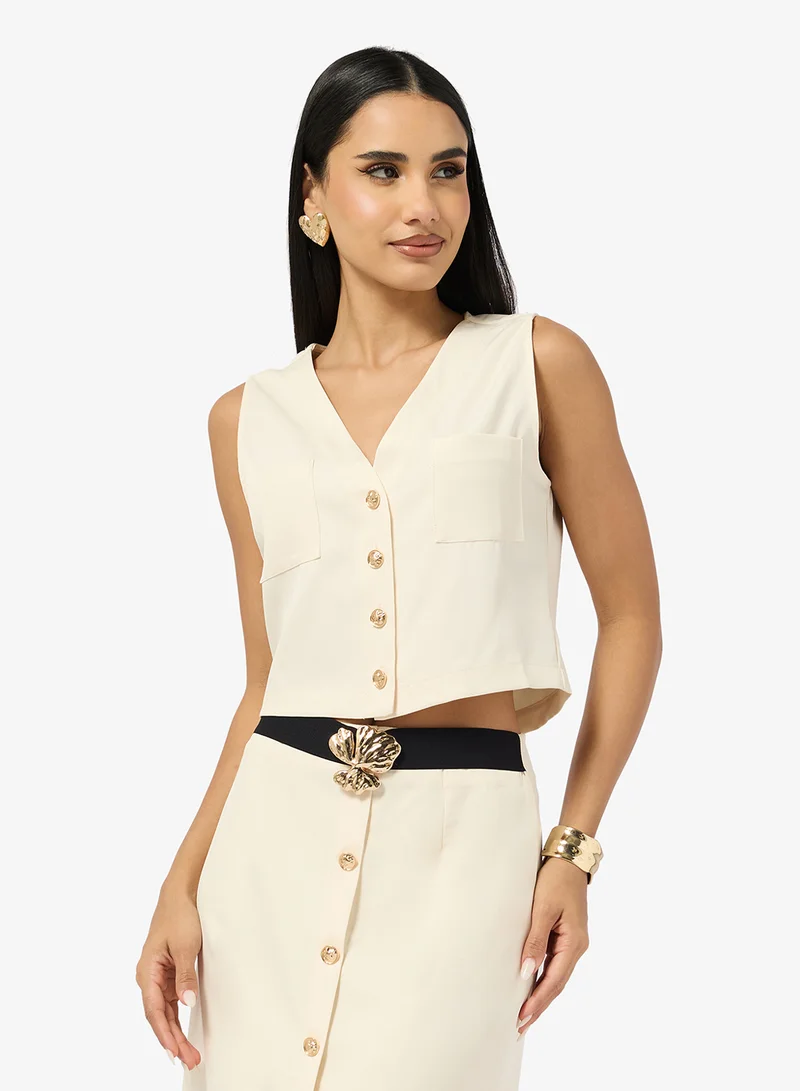 Ginger  Button Up Vest and A Line Skirt Coord Set for Women | Best Price UAE
